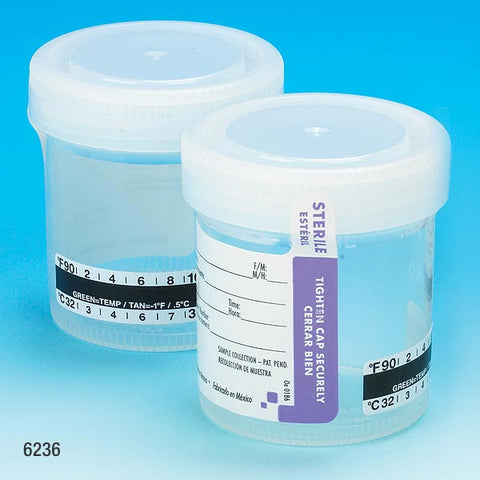Drug test cont, 90mL wide, PP, white ASC,label,temp strip,STR | GLO1-6236