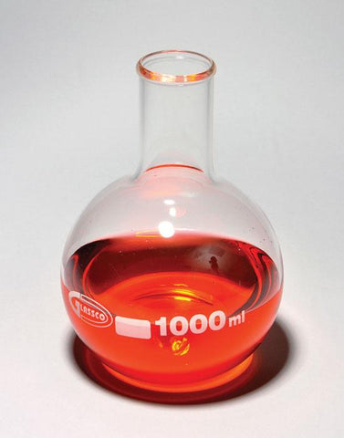 BOILING FLASK, FLAT BOTTOM, BOROSILICATE GLASS, 300ML | UNI1-FG4060-300
