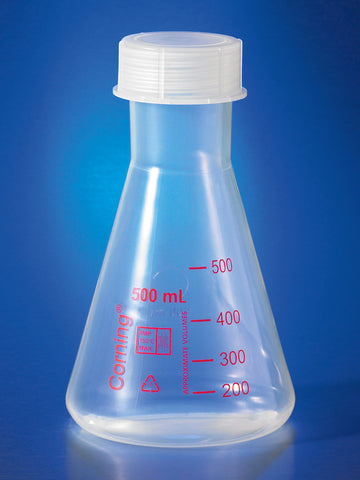 Corning® 1L Reusable Plastic Narrow Mouth Erlenmeyer Flask, Polymethylpentene with GL-52 PP Screw Cap | COR1-4990P-1L