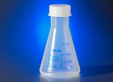 Corning® 50 mL Reusable Plastic Narrow Mouth Erlenmeyer Flask, Polypropylene with GL-40 PP Screw Cap | COR1-4985P-50