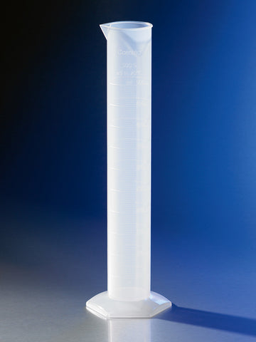 Corning® Single Metric Scale, 250 mL Reusable Plastic Graduated Cylinder, Polypropylene, TC with Funnel Top | COR1-3022P-250