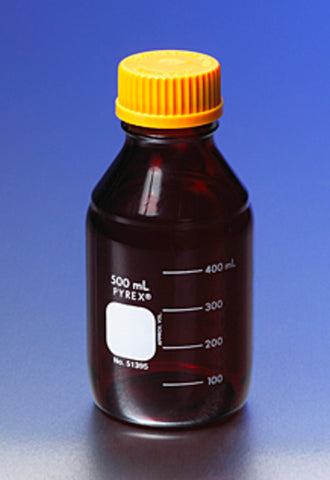 PYREX® Low Actinic 500 mL Round Media Storage Bottles, with GL45 Screw Cap | COR1-51395-500