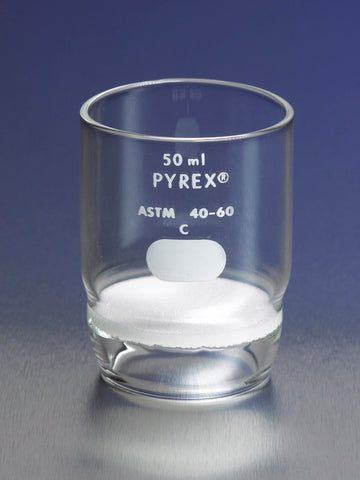 PYREX® 50 mL High Form Gooch Crucible with 40 mm Diameter Fine Porosity Fritted Disc | Corning 32940-50F