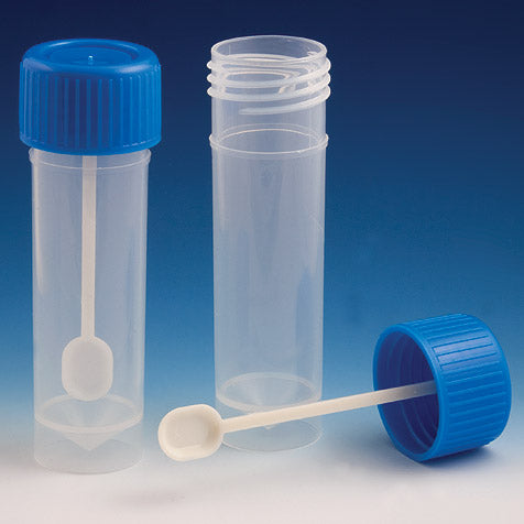 Fecal container, 30mL, PP, screw cap with spoon, SS | GLO1-109120