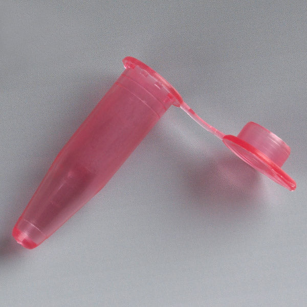 PCR tube, 0.6mL, PP, red, thin wall, attached flat cap | GLO1-110573R