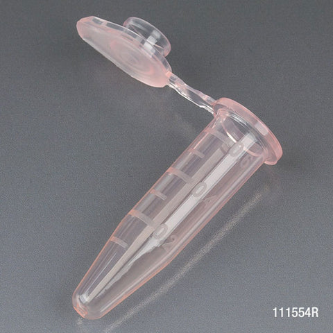 Microcentrifuge tube, 0.5mL PP, red, stand-up zipbag, MG | GLO1-111554R