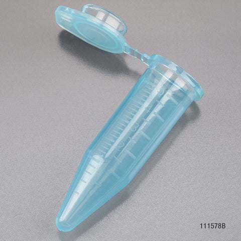 Macrocentrifuge Tube, 5.0mL, PP, Attached Snap Cap, Blue, 50/Bag | GLO1-111578B