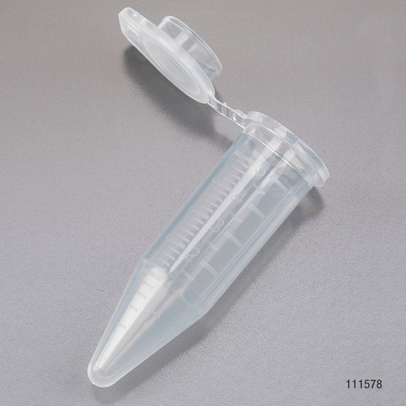 Macrocentrifuge Tube, 5.0mL, PP, Attached Snap Cap, Natural, 50/Bag | GLO1-111578