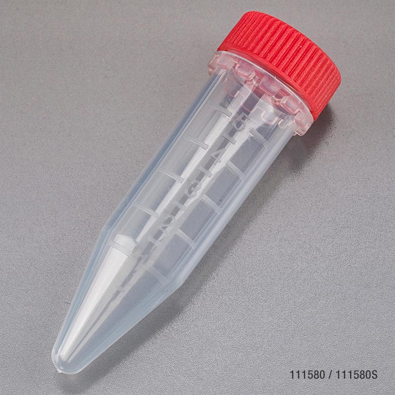 Macrocentrifuge Tube, 5.0mL, PP, STERILE, Assembled Red Screw Cap, 20/Bag | GLO1-111580S