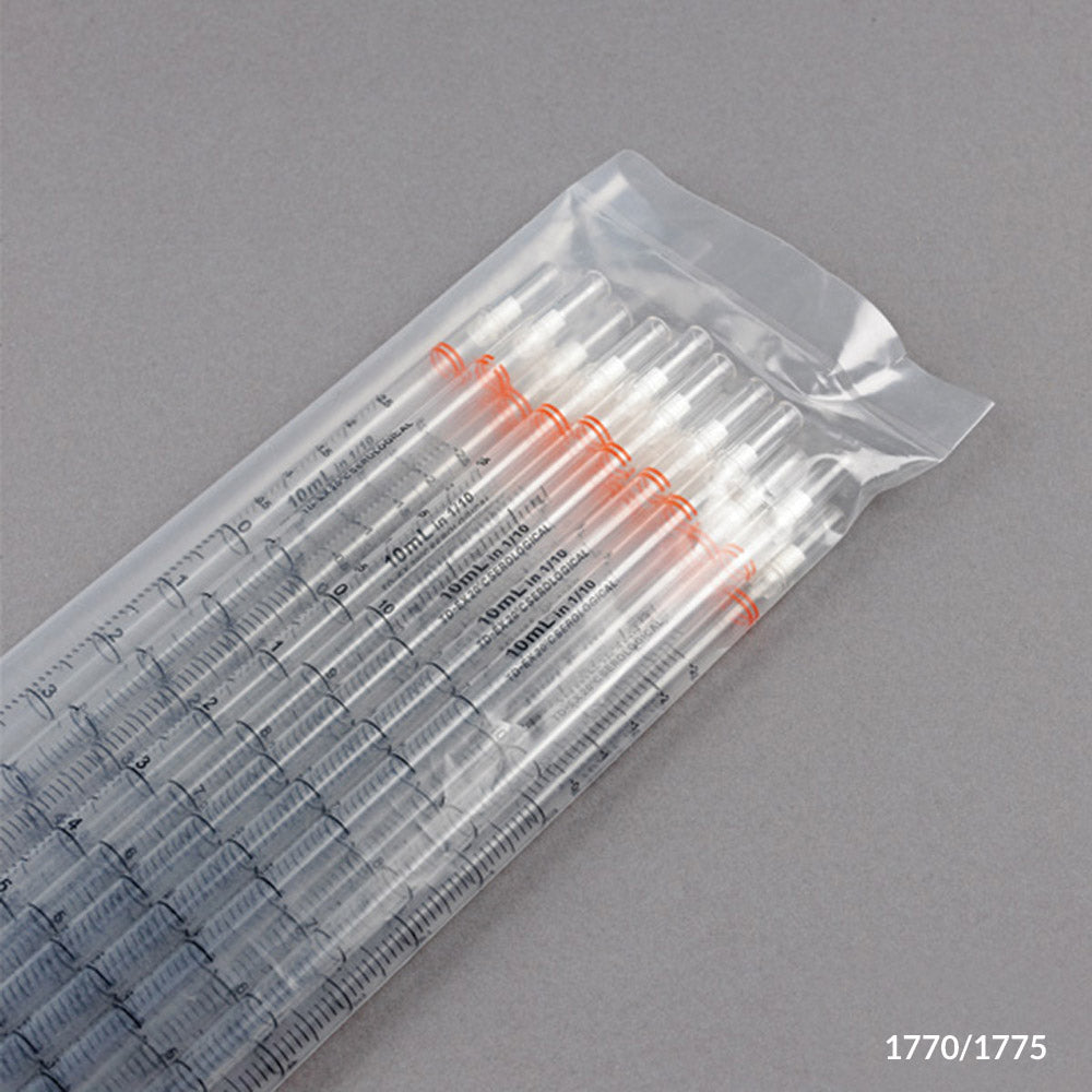 Serological pipette,10mL,25/pk, standard, orange, PS, STR | GLO1-1770