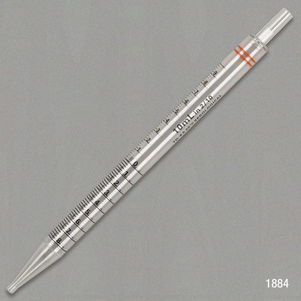 Serological pipette,10mL,1/pk, shorty, orange, PS, STR | GLO1-1884