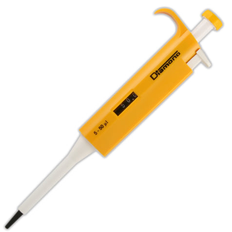 Diamond adjustable pipette, 5 - 50uL, yellow | GLO1-3301-50