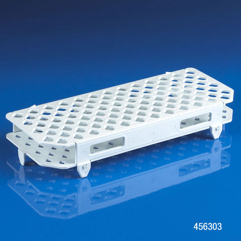 Rack, 100-place, PP, white, for microcentrifuge tubes | GLO1-456303