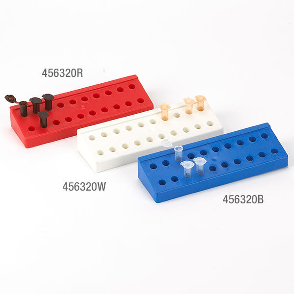 Microcentrifuge Tube Rack, 1.5mL / 2.0mL, Reinforced PP, 20-Place, Red | GLO1-456320R