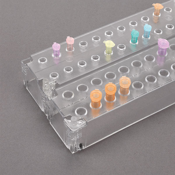 Microcentrifuge Tube Rack, 1.5mL / 2.0mL, Stackable,Polycarbonate,24-Place,Clear | GLO1-456335C