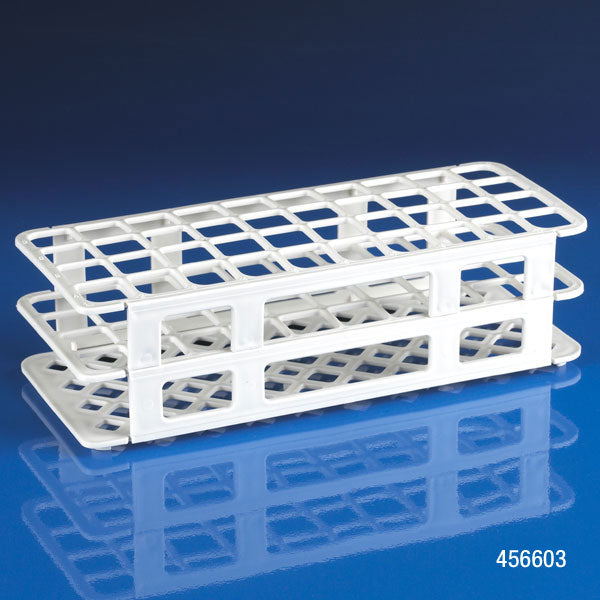 Rack, 40-place, PP, white, for 20mm - 21mm tubes | GLO1-456603