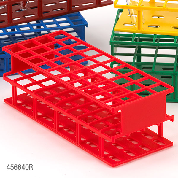 Tube Rack, 20mm, Full Size, Red, Wireless, 40-Place, Nylon | GLO1-456640R