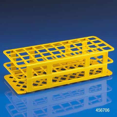 Rack, 40-place, PP, yellow, for 25mm tubes | GLO1-456706