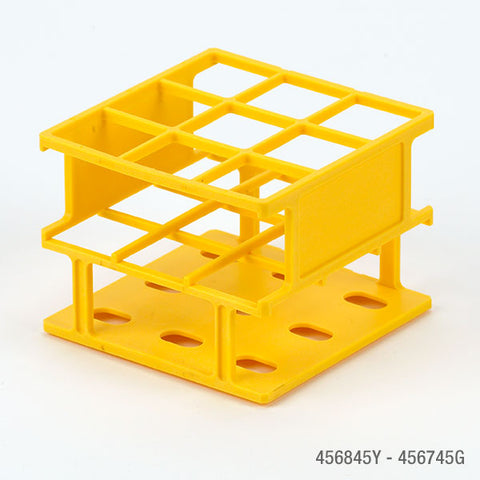 Tube Rack, 30mm, Half Size, Yellow, Wireless, 9-Place, Nylon | GLO1-456845Y