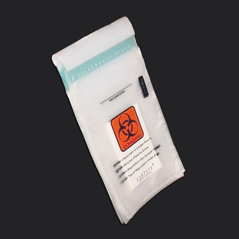 Specimen bag, glue seal, 6x9", biohazard, document pouch | GLO1-4921