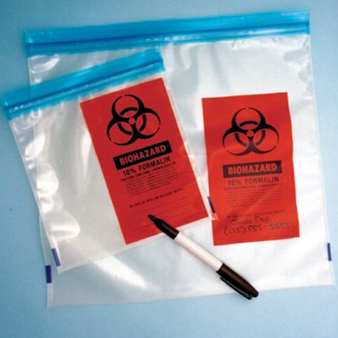 Formalin storage bag, saranex, 12x12" ziplock liquid tight | GLO1-4975