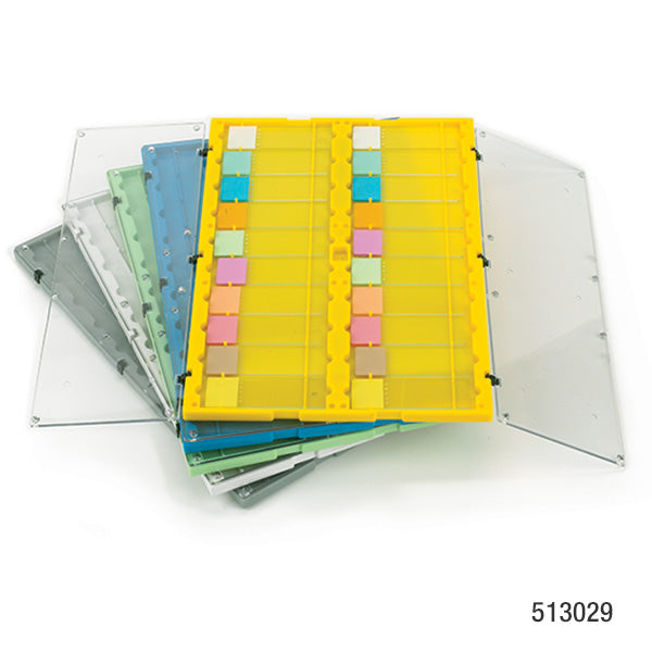 Slide File Folder with Clear Hinged Lid, 20-Place, HIPS/SAN, Yellow, 12/Unit | GLO1-513029Y