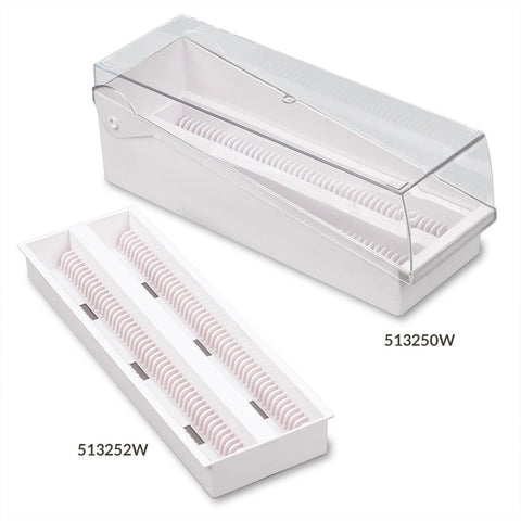 Slide Storage Box w/ Lid and Tray, White, 100-Place for up to 200 Slides, 6/Unit | GLO1-513250W