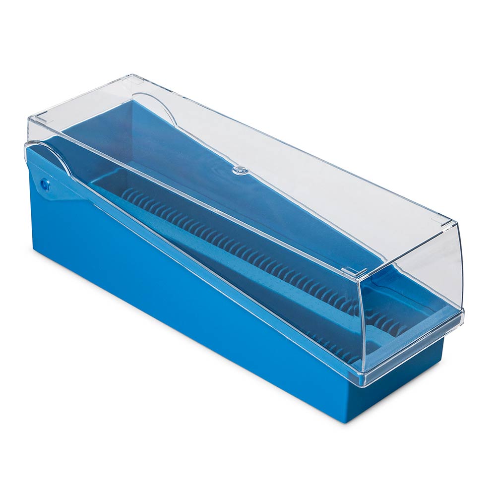 Slide Storage Box w/ Lid and Tray, Blue, 100-Place for up to 200 Slides, 6/Unit | GLO1-513250B