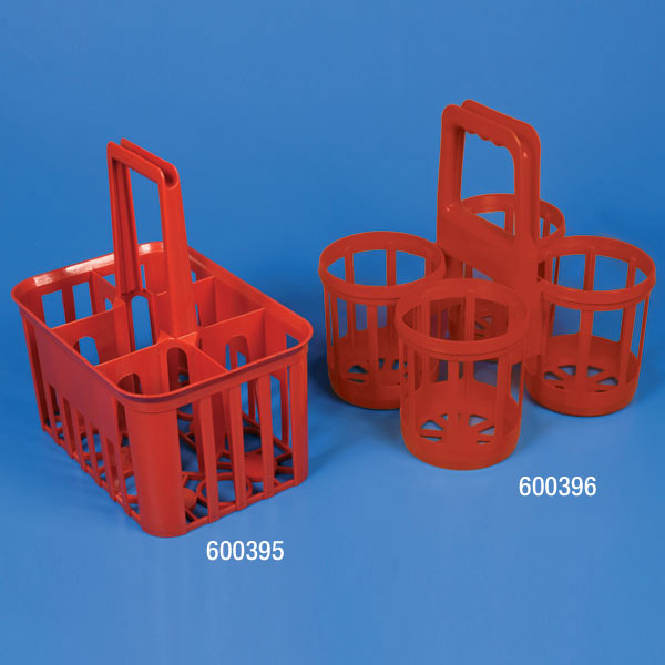 Bottle carrier, 4-place, red, for bottles up to 120mm wide EA | GLO1-600396