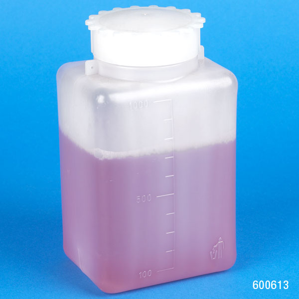 Bottle,1000mL,widemouth,square, PE, PP screw cap, graduated CS/80 | GLO1-600613B