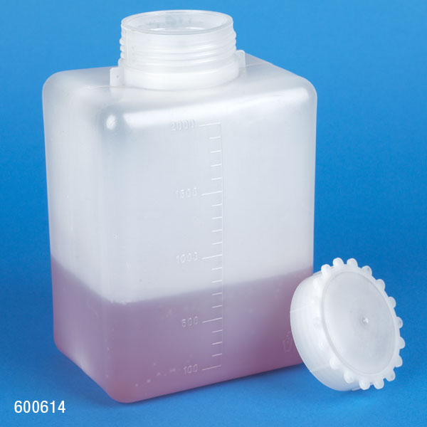 Bottle,2000mL,widemouth,square, PE, PP screw cap, graduated BOX/20 | GLO1-600614