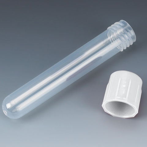 Test tube, 12x75mm, PP, attached white screwcap,250/bg | GLO1-6148W