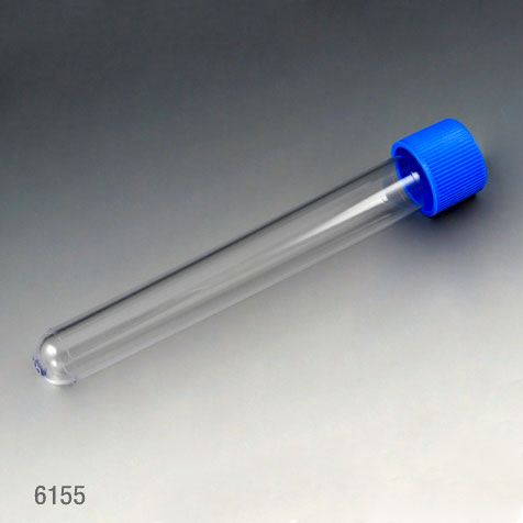 Test tube, 16x120mm (15mL) PS, separate blue screwcap | GLO1-6155