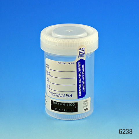 Drug test cont, 90mL, PP, white ASC,label,temp strip,STR | GLO1-6238