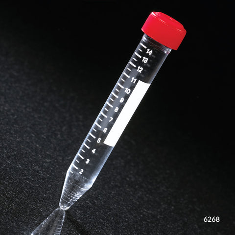 Centrifuge tube, 15mL, PS, PG, red separate screw cap | GLO1-6268