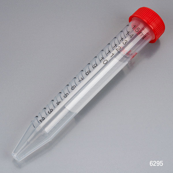 Centrifuge tube, high performance,15mL, Red cap, assembled, sterile, 25/bag | GLO1-6295