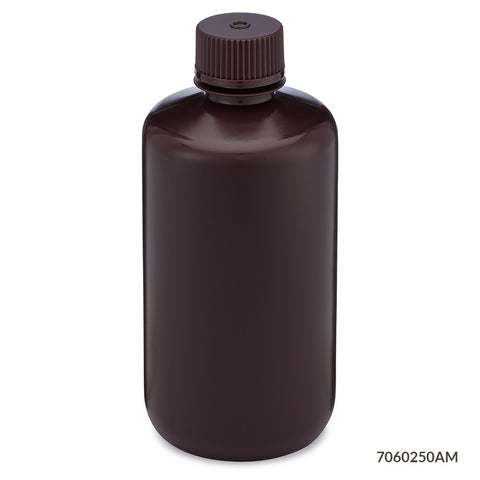 Bottle, Amber Narrow Mouth, Round, HDPE, 250mL,  | GLO1-7060250AM