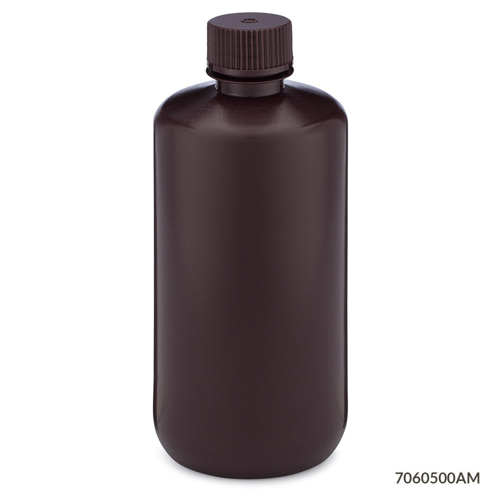 Bottle, Amber Narrow Mouth, Round, HDPE, 500mL,  | GLO1-7060500AM