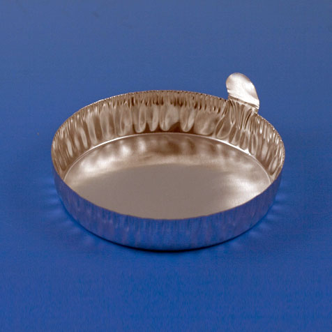 Aluminum dish, 70mm, 80mL, crimped side w/tab | GLO1-8307