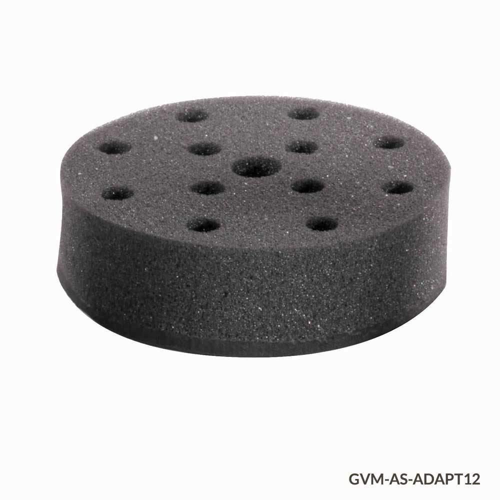 Tube Holder, Foam, for use w GVM Series, 12 x 12mm Tubes, Must use w VM-AS-PLATE/GVM-AS-ROD | GLO1-GVM-AS-ADAPT12