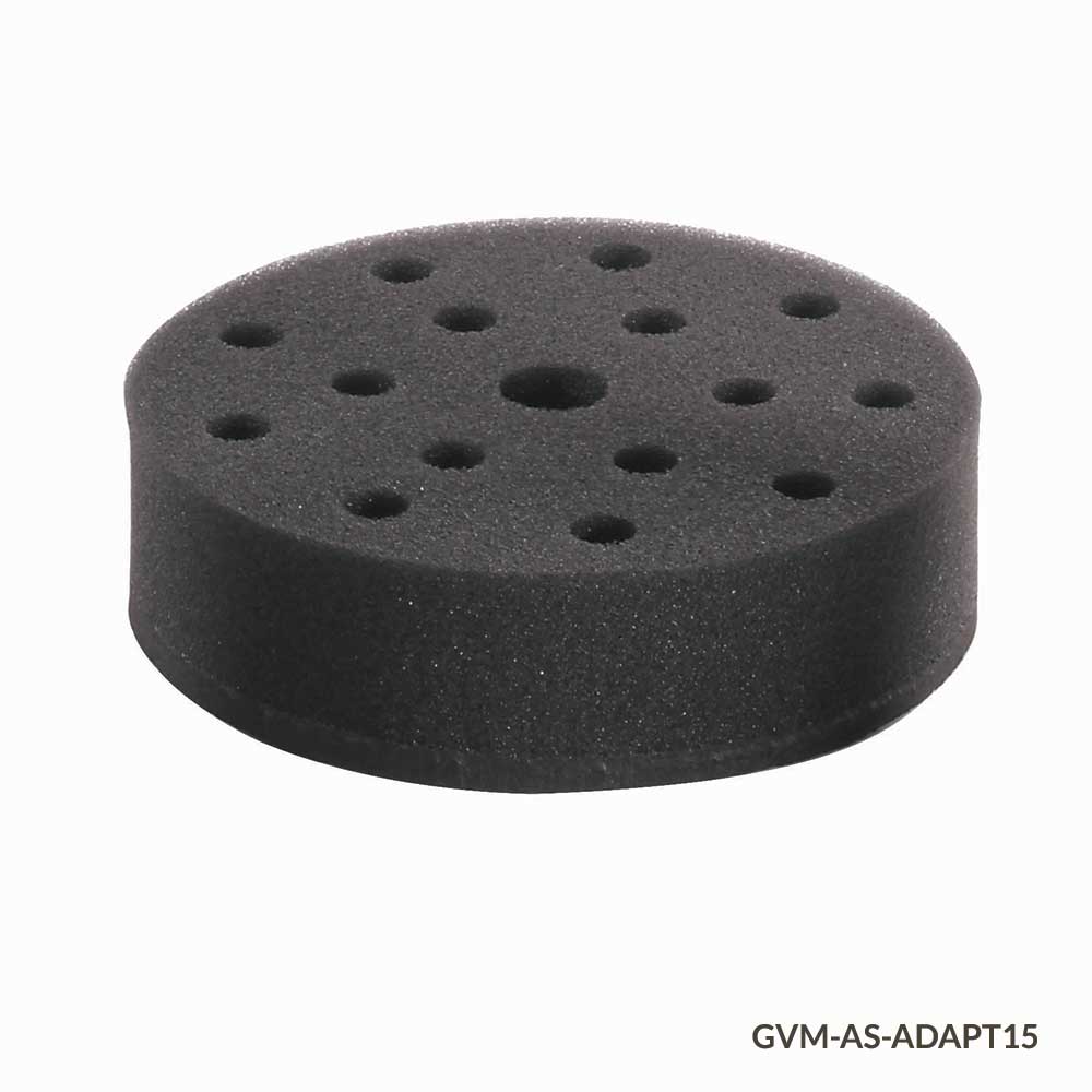 Tube Holder, Foam, for use w GVM Series, 15 x 10mm Tubes, Must use w VM-AS-PLATE/GVM-AS-ROD | GLO1-GVM-AS-ADAPT15