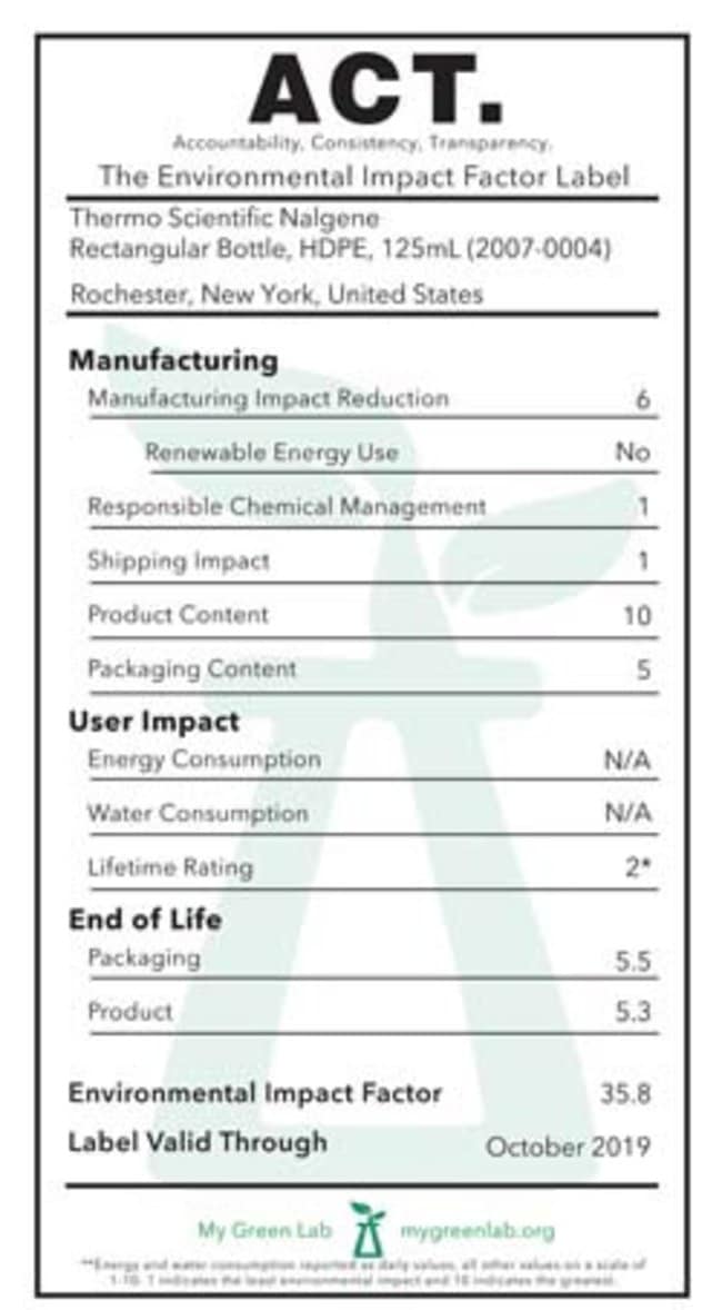 Rectangular Bottle HDPE 125 mL | Nalgene 2007-0004