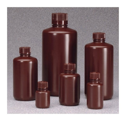 Bottle, Narrow Mouth, Boston Round - HDPE, Amber 4 oz / 125 mL (24-415) | Nalgene 312004-0004