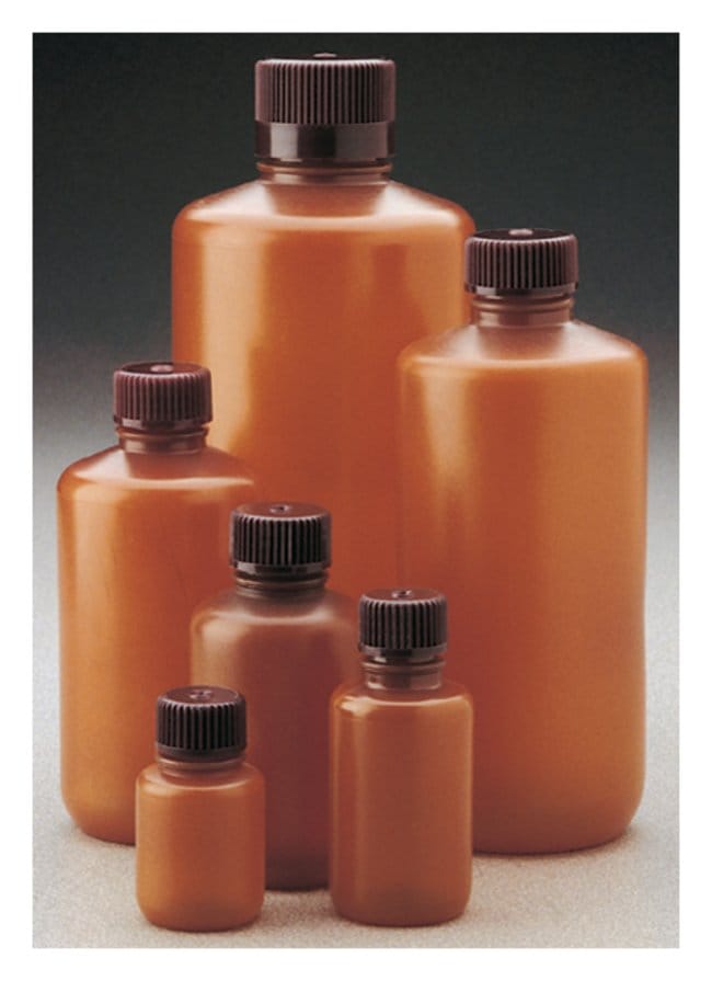 Packaging Bottle, Narrow Mouth, Boston Round - HDPE, Translucent Amber 4 oz / 125 mL (24-415) | Nalgene 312084-0004