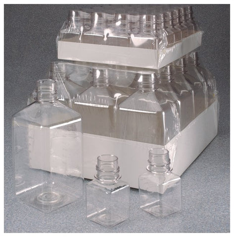 Media Bottle, Graduated, Square - PET w/o Closure - Shrink Wrap Module - STERILE 125 mL (38-430) | Nalgene 342044-0125