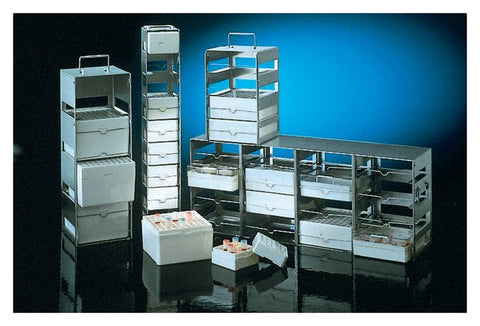 Vertical CryoBox Rack 1.2/2.0 ml 4-Shelf 9x9 Box SS 140 x 143 x 225 mm | Nalgene 5036-0004