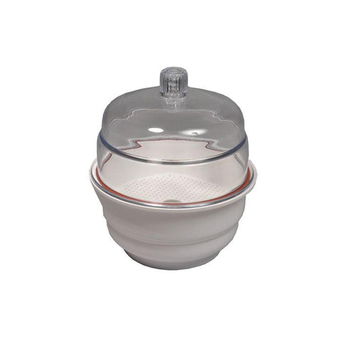 DESICCATOR, NON-VACUUM, WHITE BASE, PP/PC, 6" | UNI1-55201