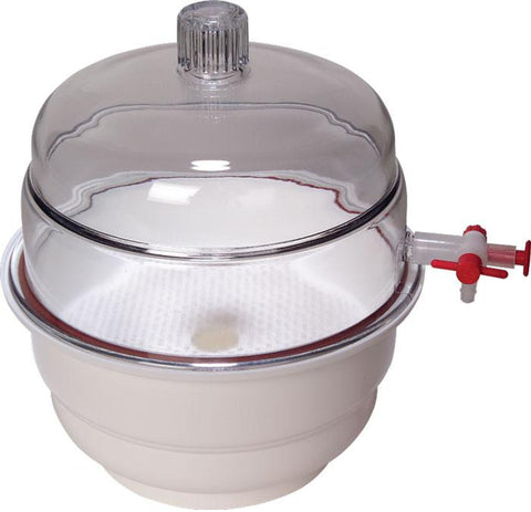 DESICCATOR, VACUUM, WHITE BASE, PP/PC, 6" | UNI1-55204