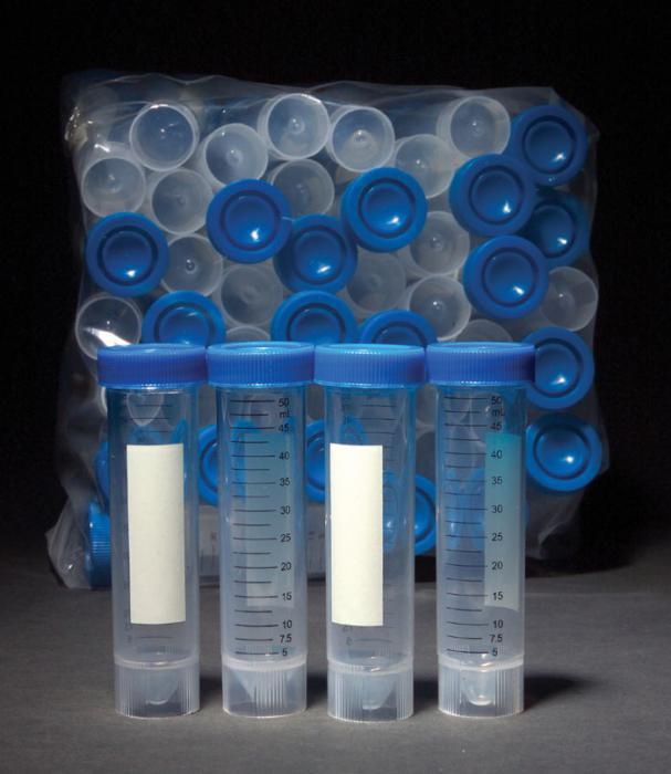 SELF STANDING CENTRIFUGE TUBE, PP/HDPE, 50 ML, STERILE (STEAM) | UNI1-D1002