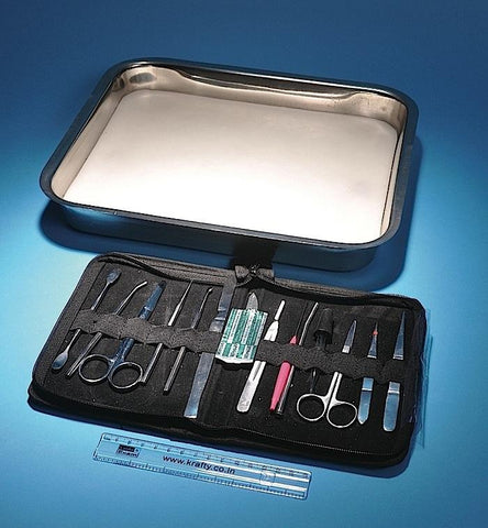 DISSECTING INSTRUMENTS, DELUXE SET OF 14 WITH DISSECTING TRAY | UNI1-DSST01